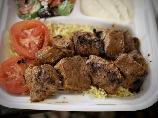 Filet mignon plate.  The beef was not overcooked as is often the case in Middle Eastern restaurants.