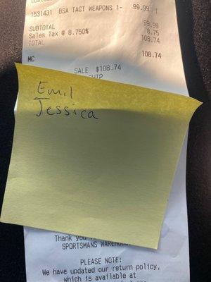 The names and the receipt