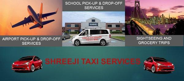 Shreeji Taxi Services provides Airport and school pick-up/drop-off services. We also provide local sightseeing and grocery taxi services