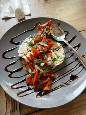 Amazing buffalo mozzarella and sun dried tomatoes with a fantastic reduced balsamic