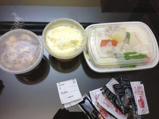 Large Chicken with Vegetables and two small soups. $8.03