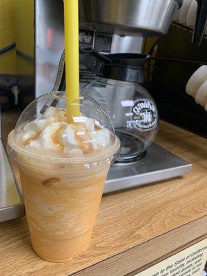 Thai tea with whipped cream and caramel smoothie