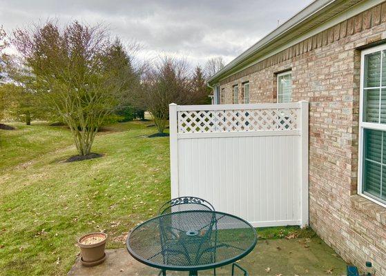 Privacy fencing on small patio.