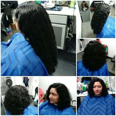 Curly hair, layered cut