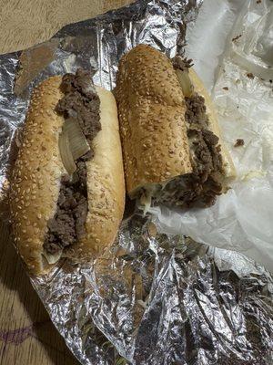 Cheese steak with mayo and fried onions