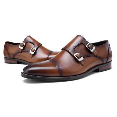 Double Monk Strap Genuine Leather Italian Handmade Shoes 
Color: Brown Black 
Size: 7 - 13