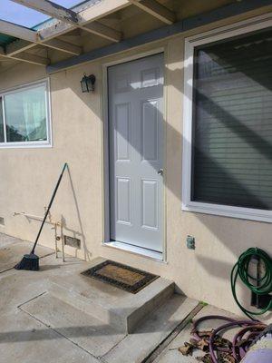 Rear facing kitchen door was broken and rotten. Replaced beautifully!