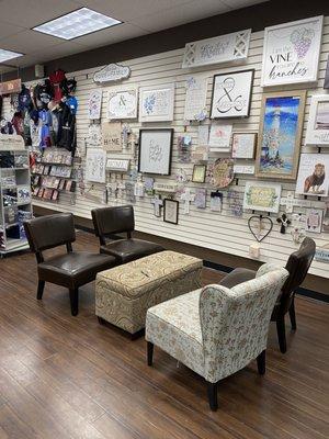 Nice sitting area for reading or sipping coffee and tea.