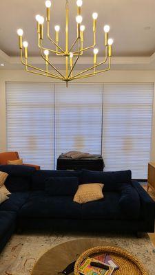 Hunter Douglas motorized cellular honeycomb window Shades installation on  Upper West Side New York City.