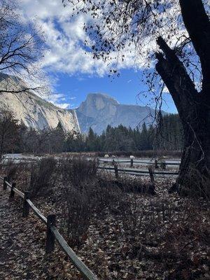 View of half dome from the valley. December 29, 2023.