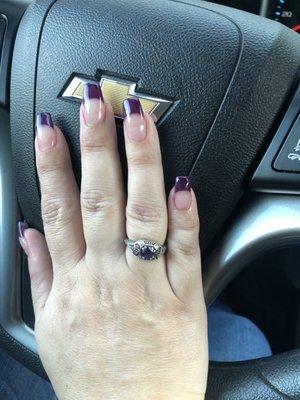 Purple French tip nails