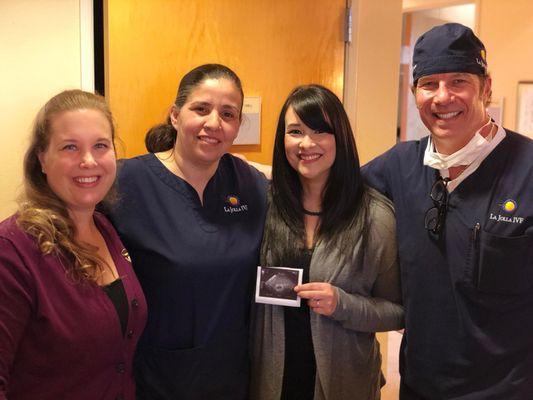 Holly our Support Coordinator with JoAn, one of our proven surrogates at La Jolla IVF for her heartbeat ultrasound.