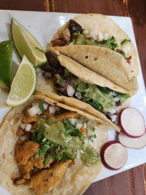 Fish and steak tacos