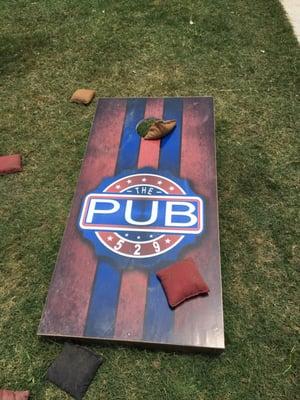 Bag toss in big backyard