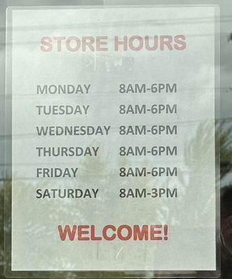 Store hours.