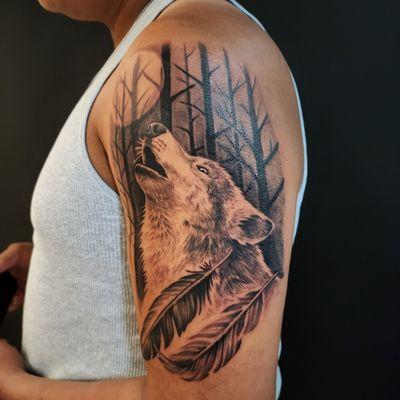 Wolf tattoo done by Antonio Duran