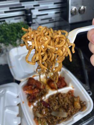 "Lo mein" Tastes and feels like top ramen, lost my appetite