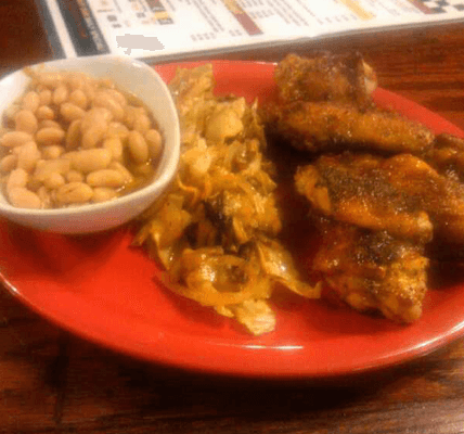 Grilled Mild Wings, Grilled Cabbage & White Beans