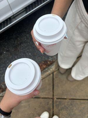 Peach cobbler latte + rosemary latte