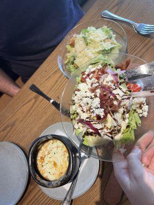 Cesar salad, Wedge Side Salad, French Onion Soup