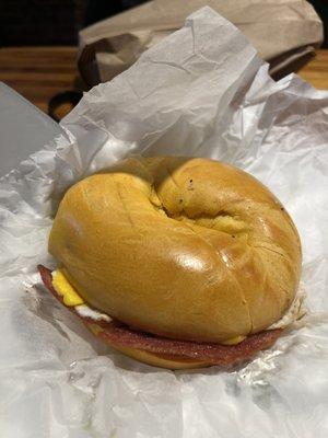 Egg bagel with Taylor Ham, Egg and Cheese // so good it's unreal