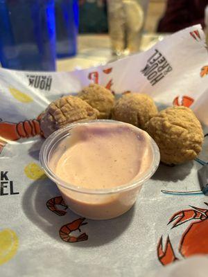 Happy Hour crab bites (4 for $7).