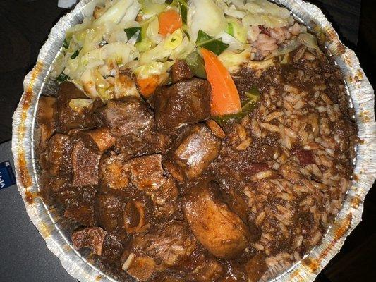 Oxtail rice and pea with veg