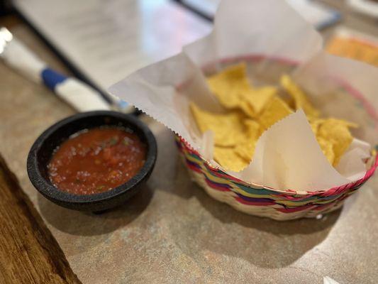 Chips and improved salsa.