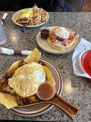 Guadalajara Chorizo Skillet , 1 Pancake , Irish Eggs Benedict