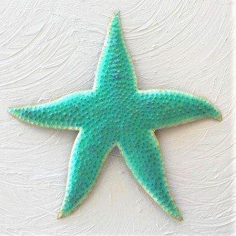 Metal Teal Starfish Wall Art