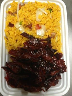 Boneless spare ribs combination with pork fried rice.