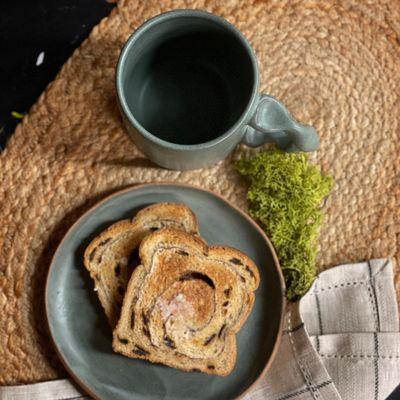 Handmade pottery small plate and Gravesco Pottery Signature mug