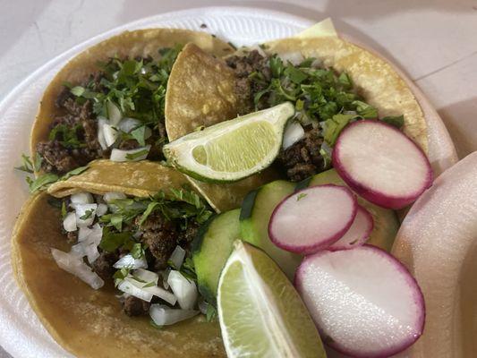 Carne asada tacos, perfectly grilled and packed with flavor :)