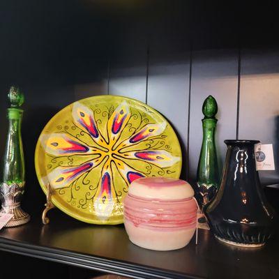 We have 2 local potters who sell beautiful ceramics, as well as vintage items.