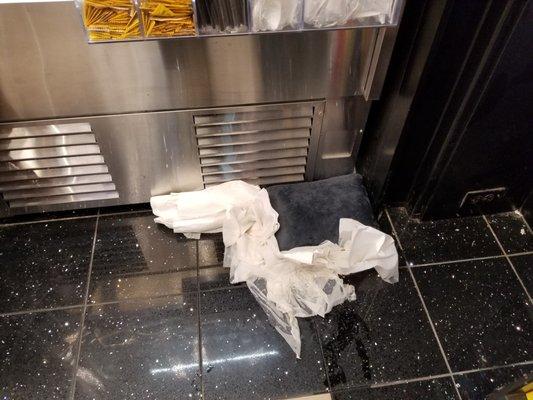 I'm a frequent traveler, and for the past three weeks, I've noticed this leak - covered with paper towels.