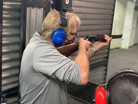 Our instructor with a Winchester lever action rifle.