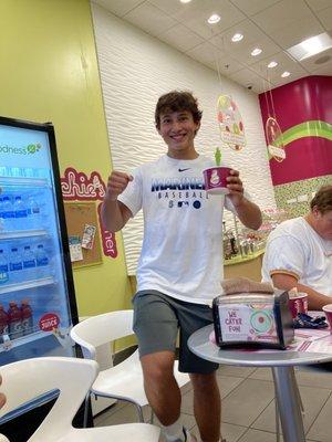 Very happy customer with his menchies