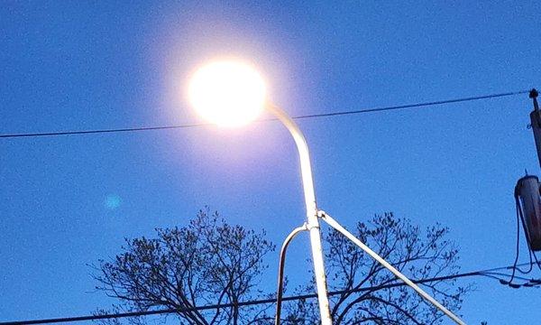 The new light fixture Doug installed on my garage roof.