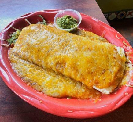 Famous Wet Burrito + EXTRA CHEESE and Guacamole of course!