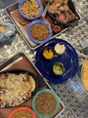 Steak fajitas and chicken enchiladas