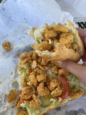 Shrimp poboy. This isn't even the overstuffed this is regular they're just not stingy at all!!!