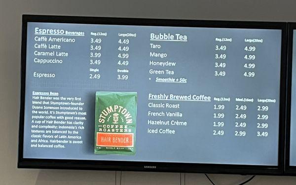 Menu - Drinks ( Coffee / Bubble Tea )