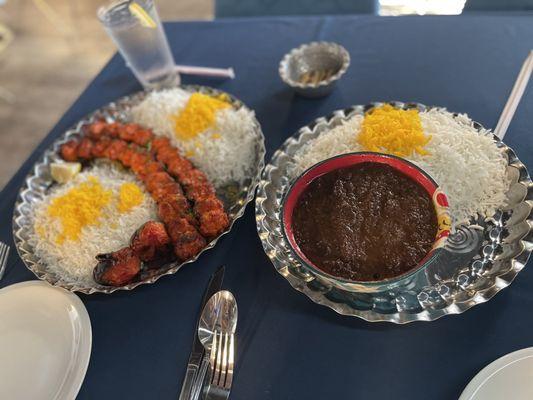 Our favorite dishes here. The Fesanjoon is on the right.