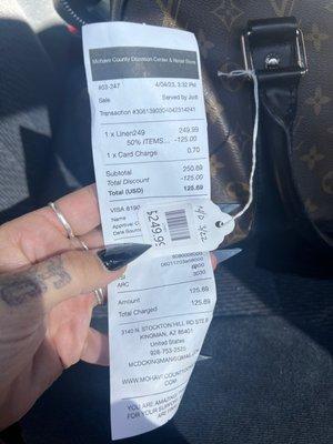 Receipt and price tag