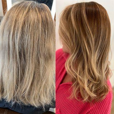 Before and after: Color melt and baby highlights