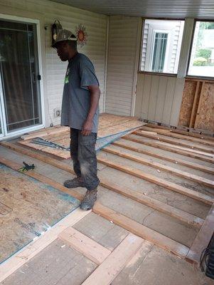 Forming the floor for the back patio