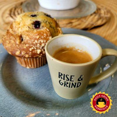 Blueberry Muffin with an Espresso.