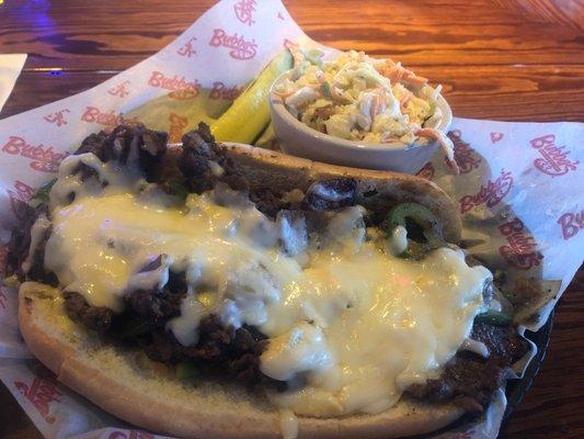 Philly Cheese Steak with jalapeños added