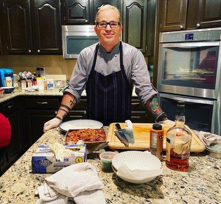 Chef Corby who cooked an excellent southern meal at my home.