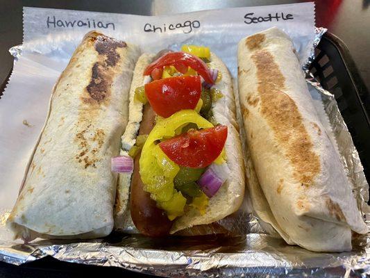 Various samplings of the specialty dogs.